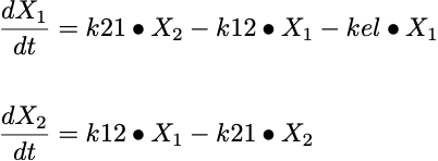 Differential equations for a two compartment model