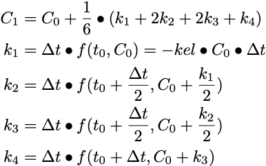 Fourth Order Runge-Kuuta Equations