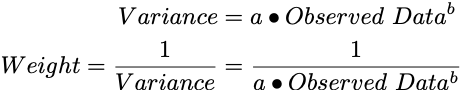 Variance is a times value to the power b