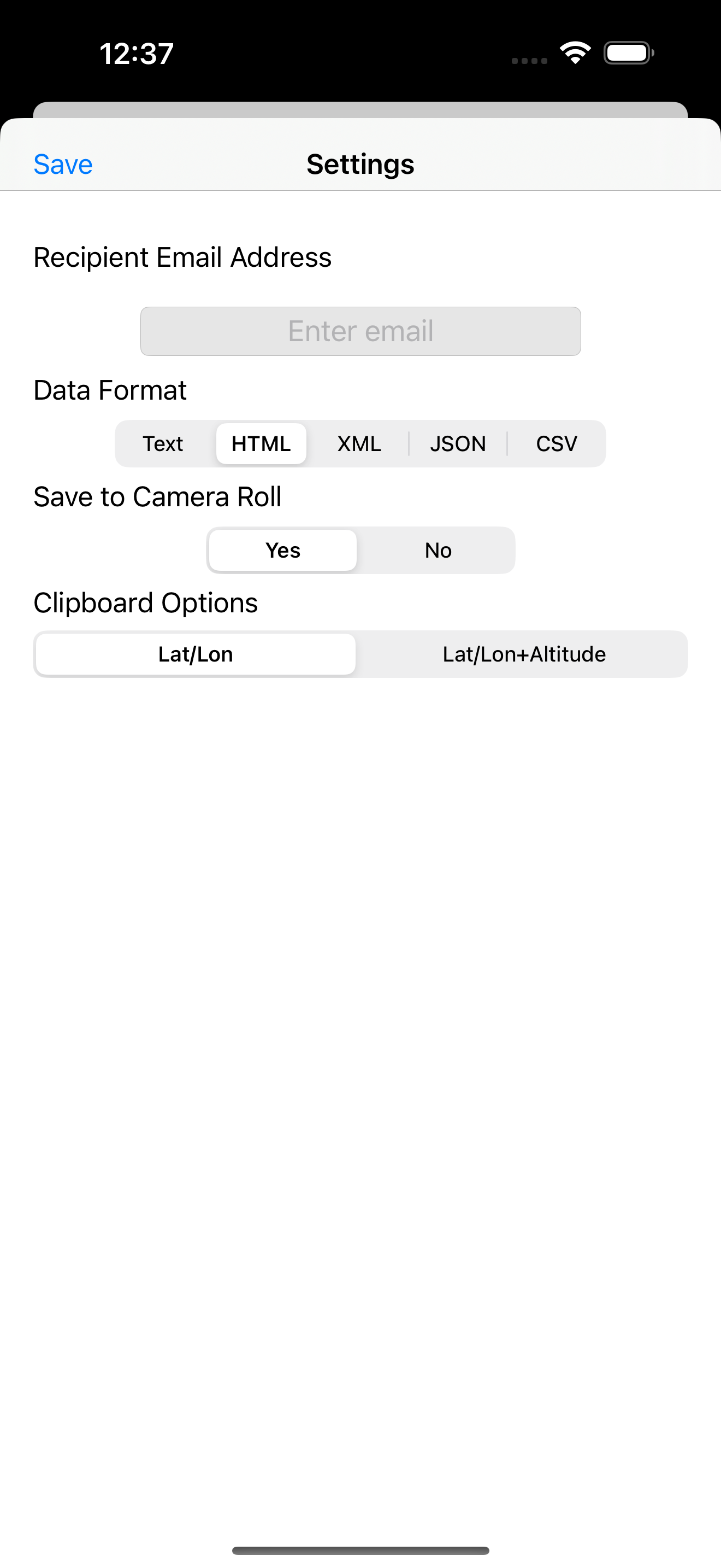 Settings Page