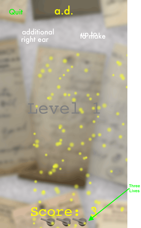 Game play screen